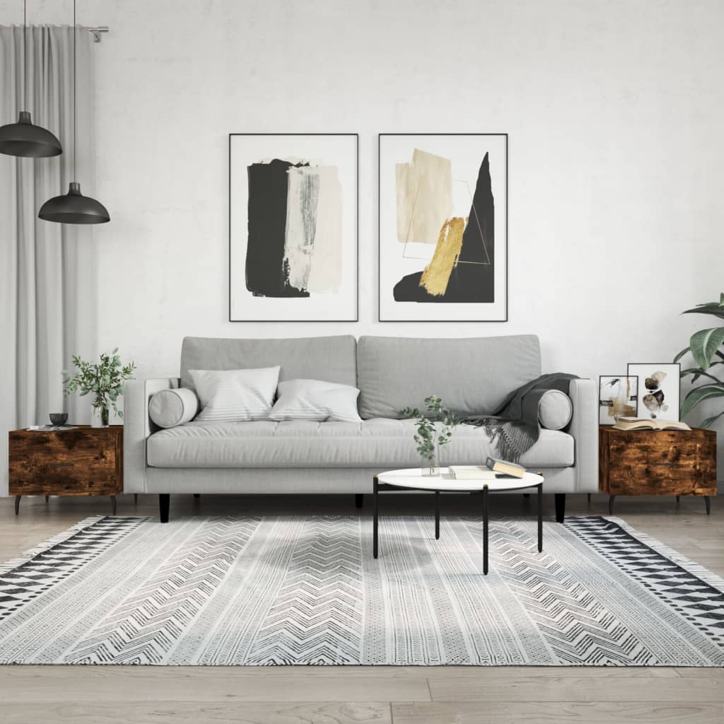 Tables basses 2 pcs chêne fumé 50x50x40 cm bois d'ingénierie - XIOS