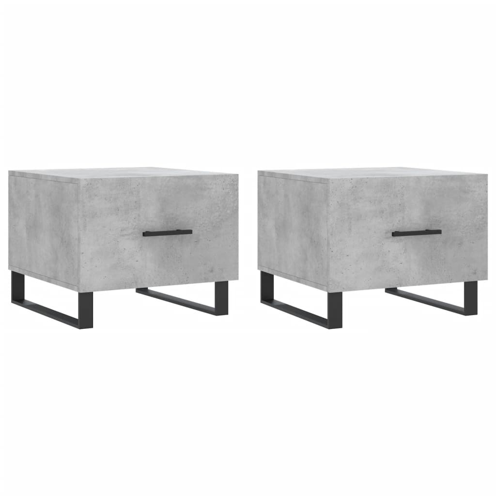 Tables basses 2 pcs gris béton 50x50x40 cm bois d'ingénierie - XIOS