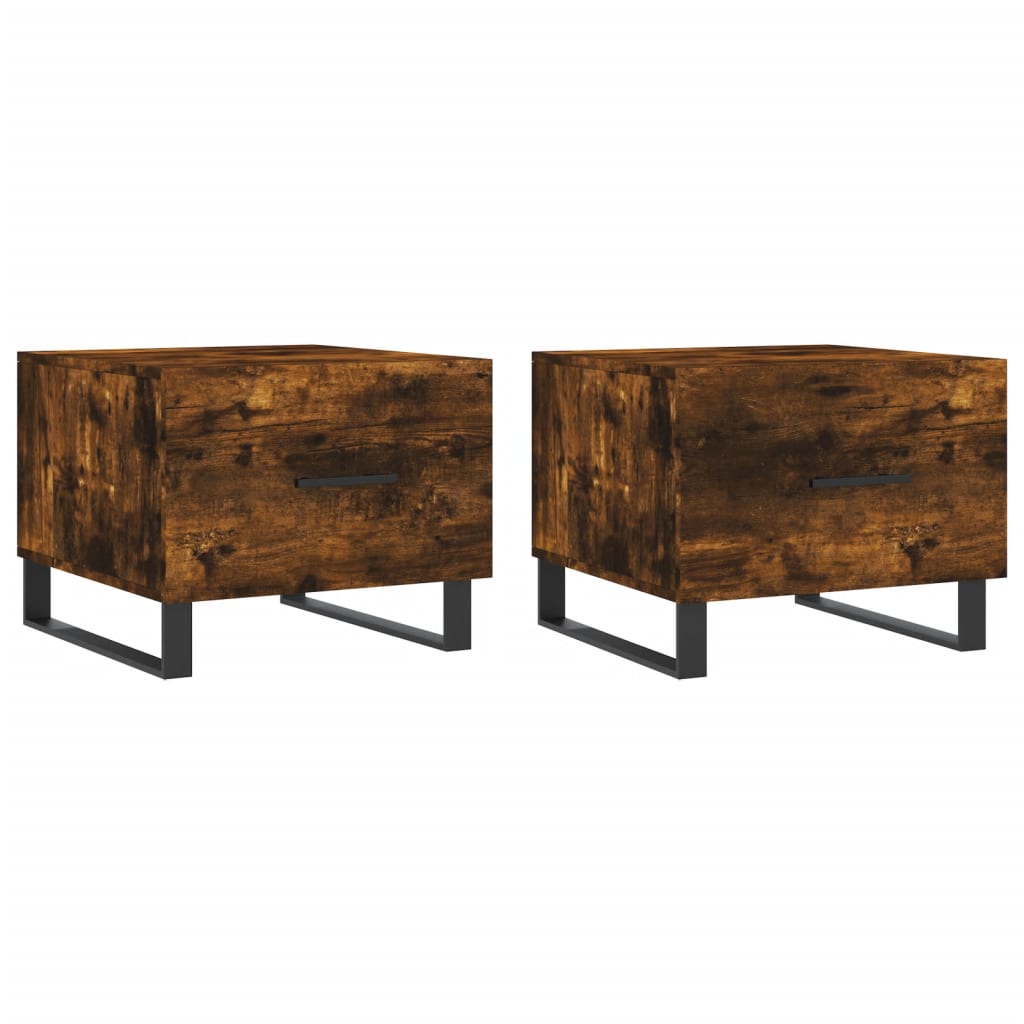 Tables basses 2 pcs chêne fumé 50x50x40 cm bois d'ingénierie - XIOS