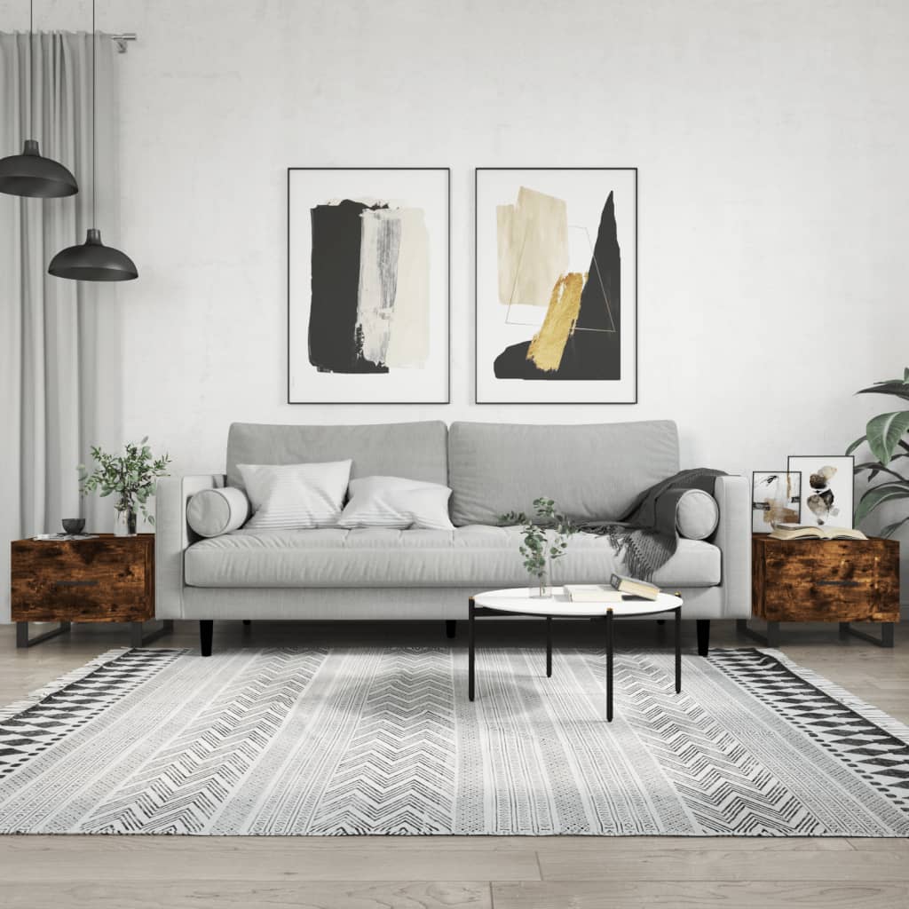 Tables basses 2 pcs chêne fumé 50x50x40 cm bois d'ingénierie - XIOS