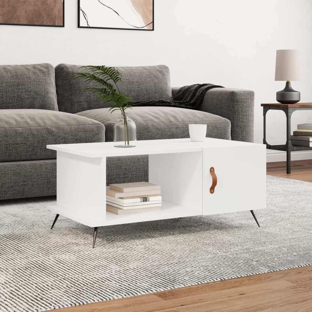 Table basse blanc 90x50x40 cm bois d'ingénierie - XIOS