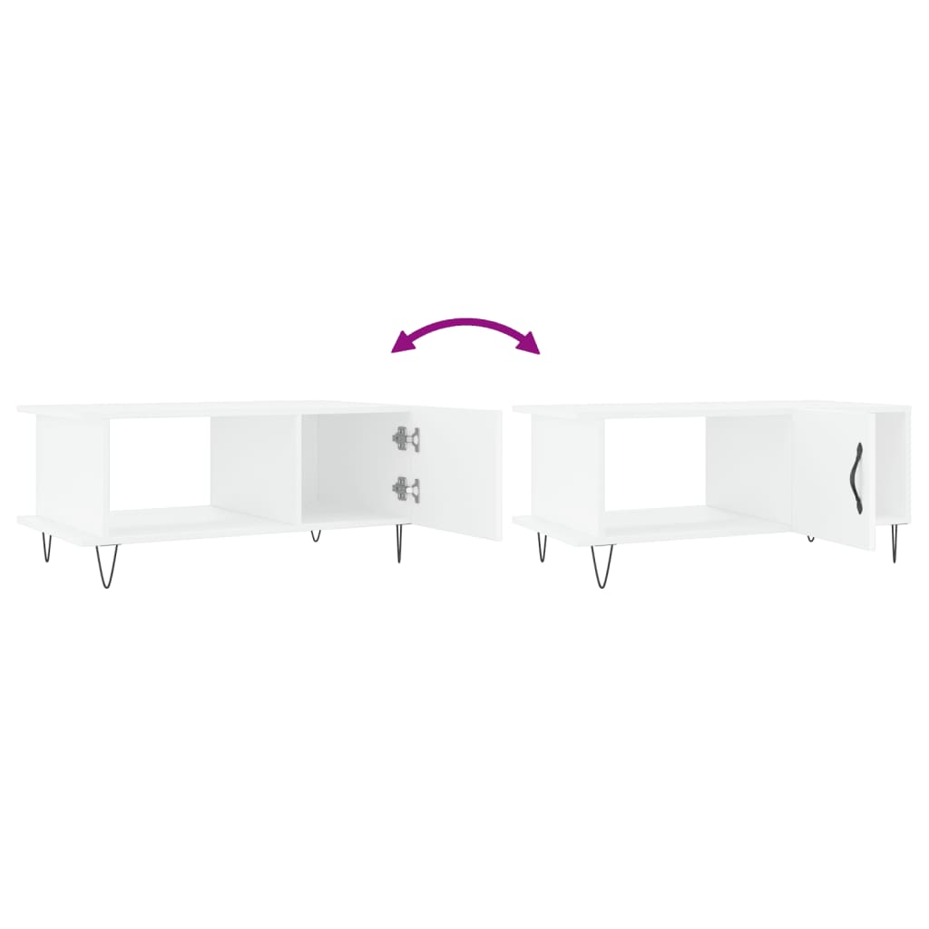 Table basse blanc 90x50x40 cm bois d'ingénierie - XIOS