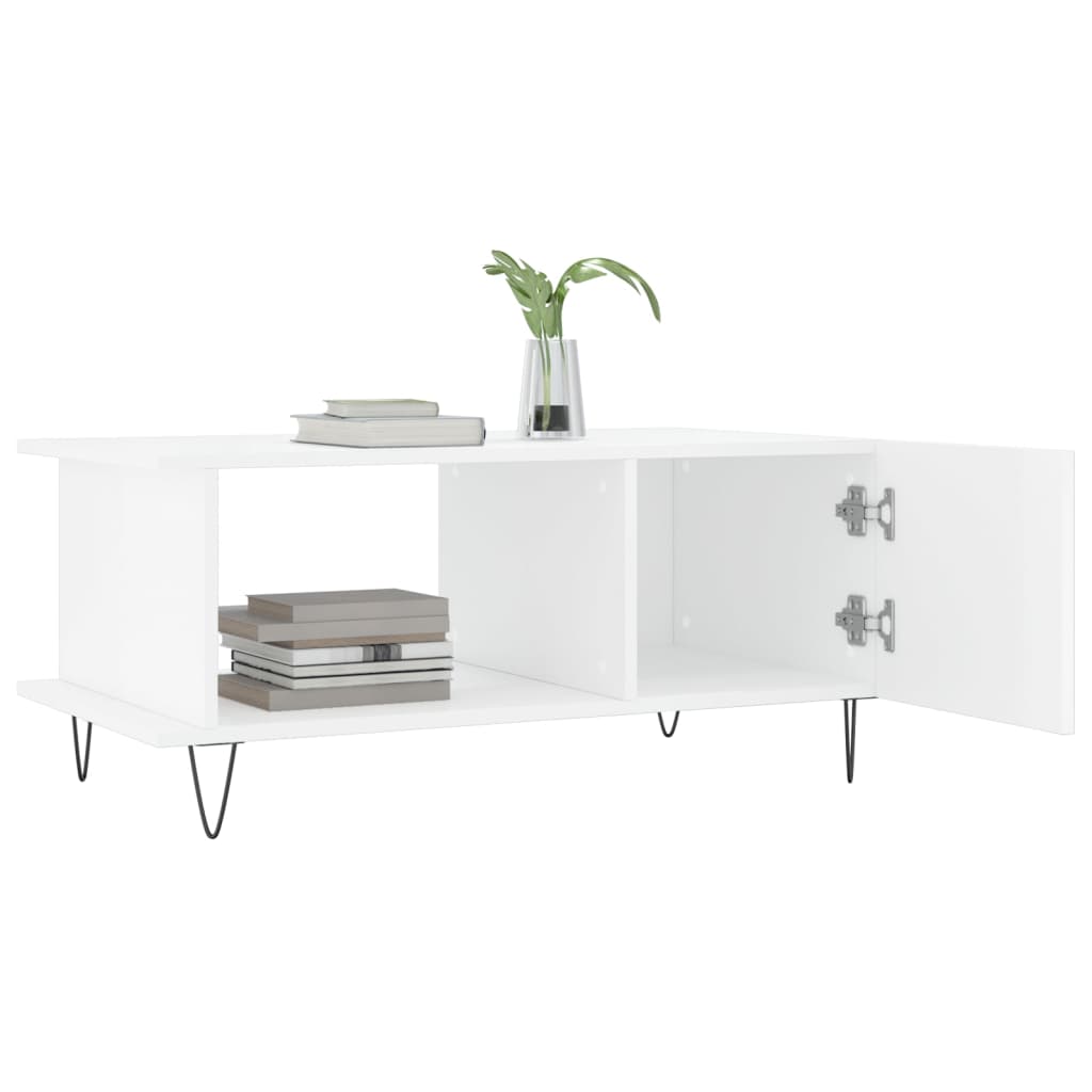 Table basse Blanc brillant 90x50x40 cm Bois d'ingénierie - XIOS
