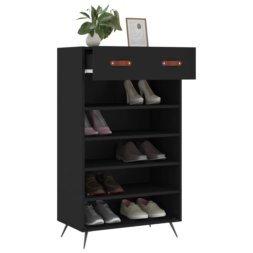 Armoire à chaussures noir 60x35x105 cm bois d'ingénierie - XIOS