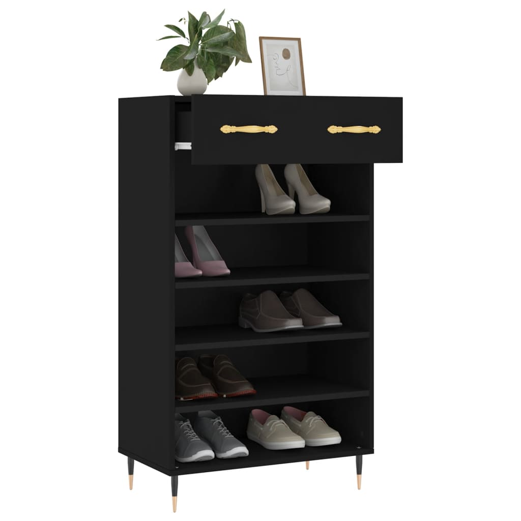 Armoire à chaussures noir 60x35x105 cm bois d'ingénierie - XIOS