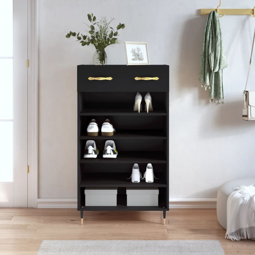 Armoire à chaussures noir 60x35x105 cm bois d'ingénierie - XIOS