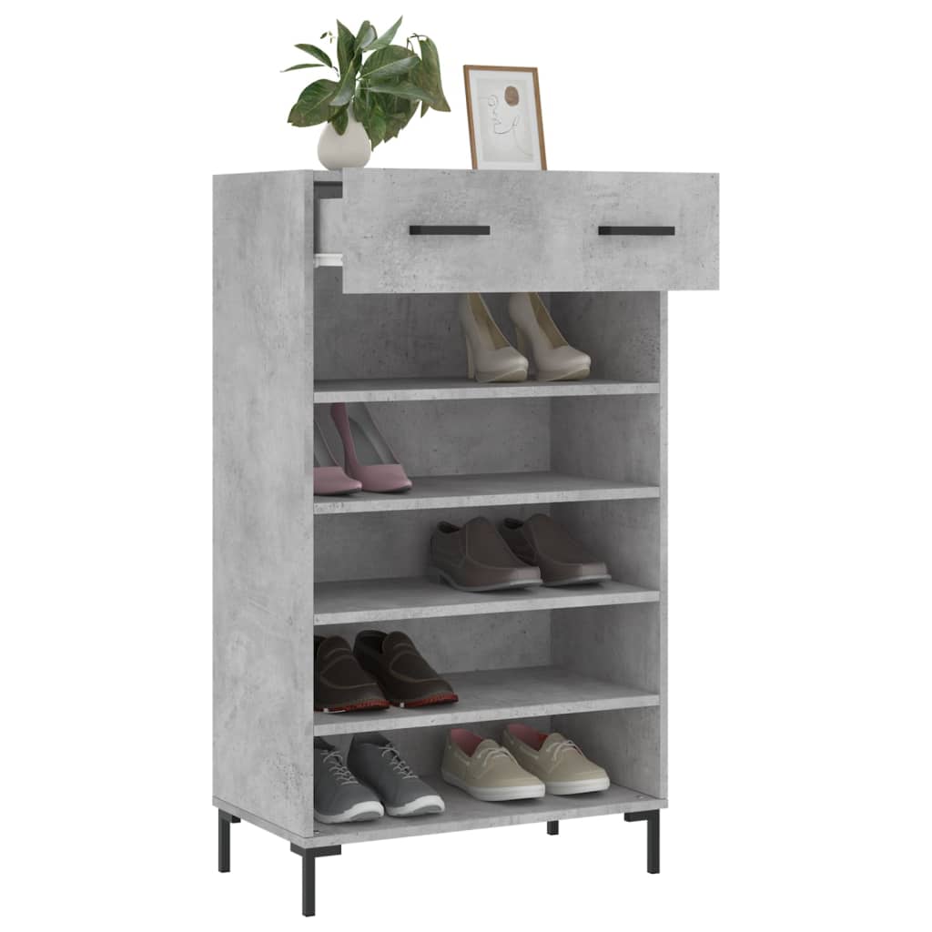 Armoire à chaussures gris béton 60x35x105 cm bois d'ingénierie - XIOS