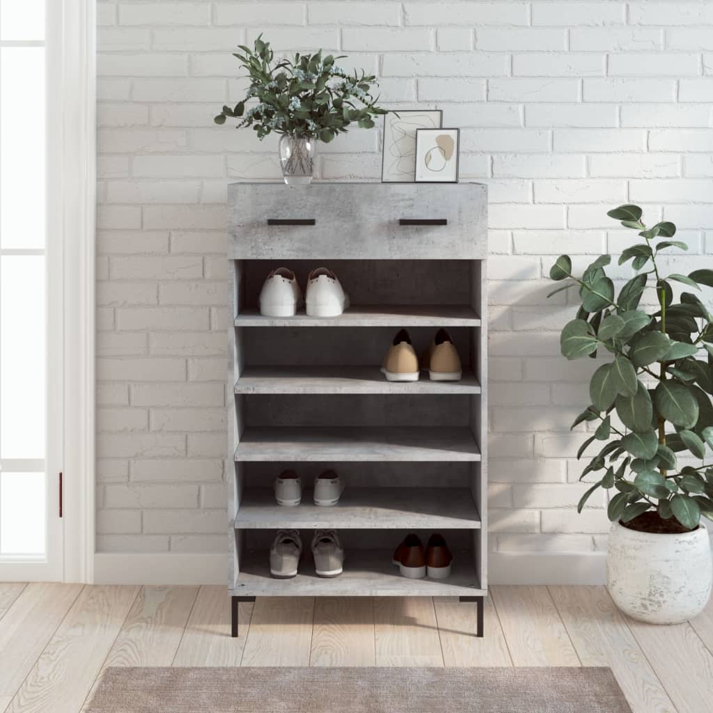 Armoire à chaussures gris béton 60x35x105 cm bois d'ingénierie - XIOS