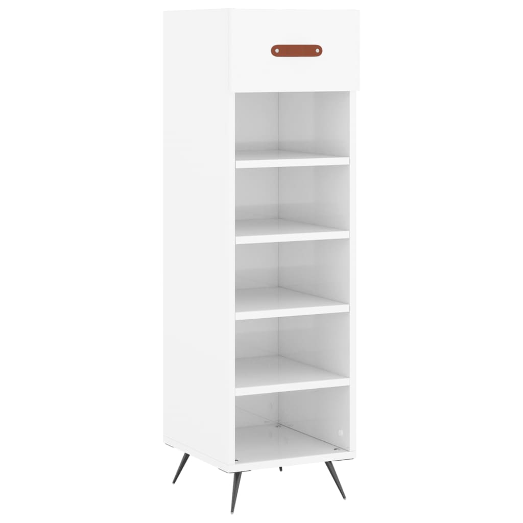 Armoire à chaussure Blanc brillant 30x35x105 cm Bois ingénierie - XIOS