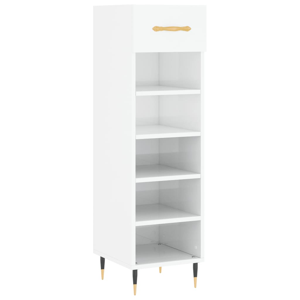 Armoire à chaussure Blanc brillant 30x35x105 cm Bois ingénierie - XIOS