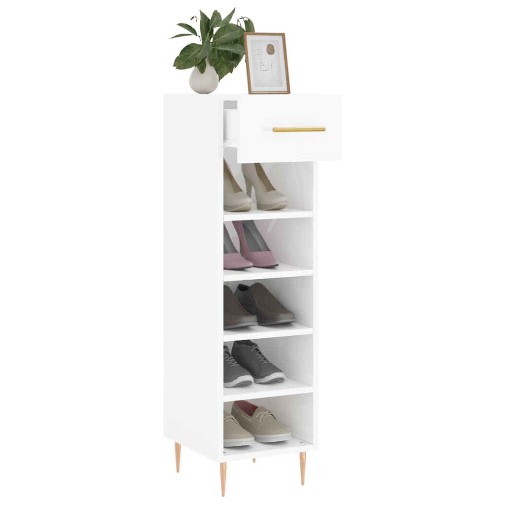 Armoire à chaussure Blanc brillant 30x35x105 cm Bois ingénierie - XIOS