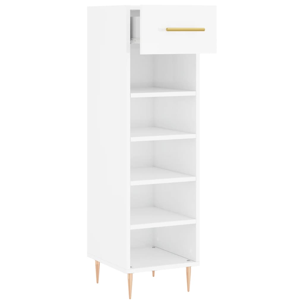 Armoire à chaussure Blanc brillant 30x35x105 cm Bois ingénierie - XIOS
