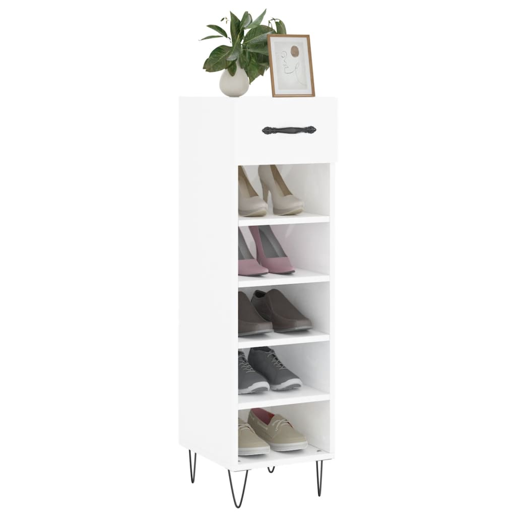 Armoire à chaussure Blanc brillant 30x35x105 cm Bois ingénierie - XIOS