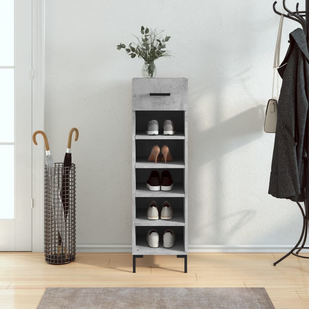 Armoire à chaussures gris béton 30x35x105 cm bois d'ingénierie - XIOS