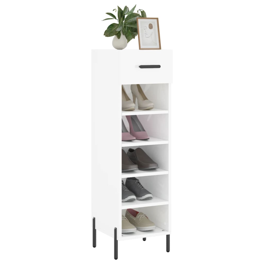 Armoire à chaussure Blanc brillant 30x35x105 cm Bois ingénierie - XIOS