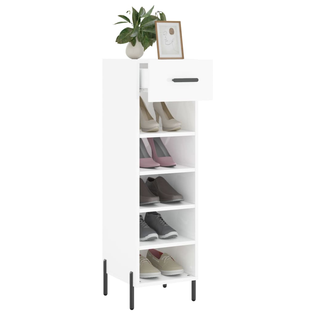 Armoire à chaussure Blanc brillant 30x35x105 cm Bois ingénierie - XIOS