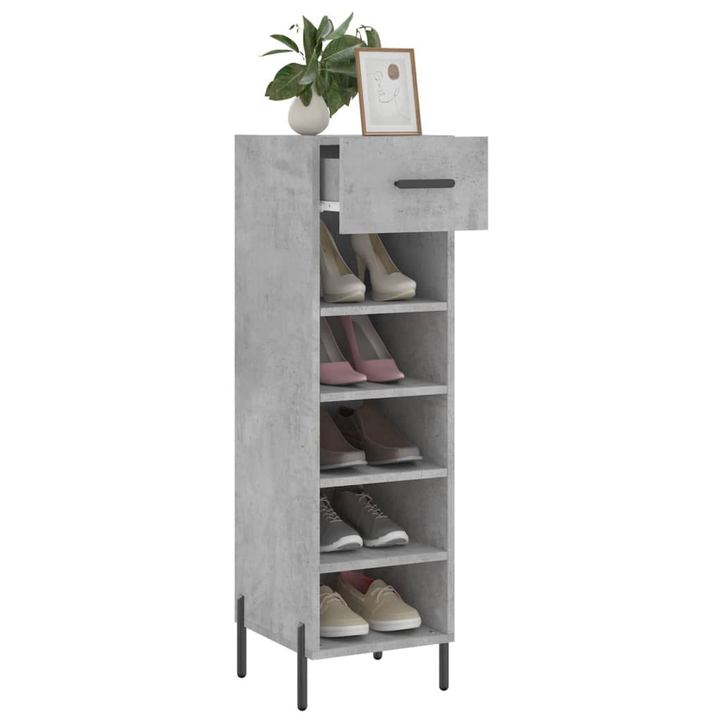 Armoire à chaussures gris béton 30x35x105 cm bois d'ingénierie - XIOS