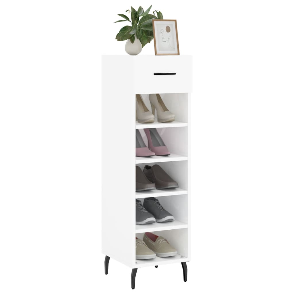 Armoire à chaussure Blanc brillant 30x35x105 cm Bois ingénierie - XIOS