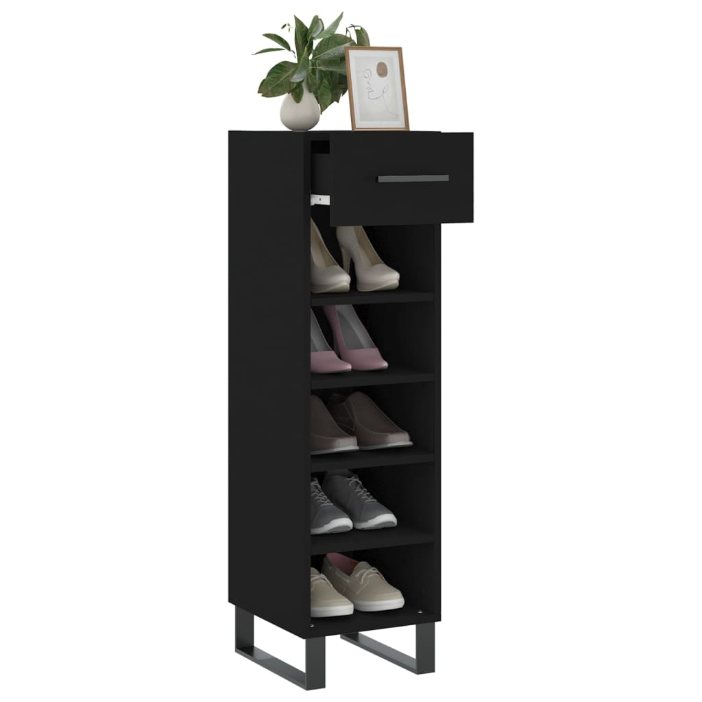 Armoire à chaussures noir 30x35x105 cm bois d'ingénierie - XIOS