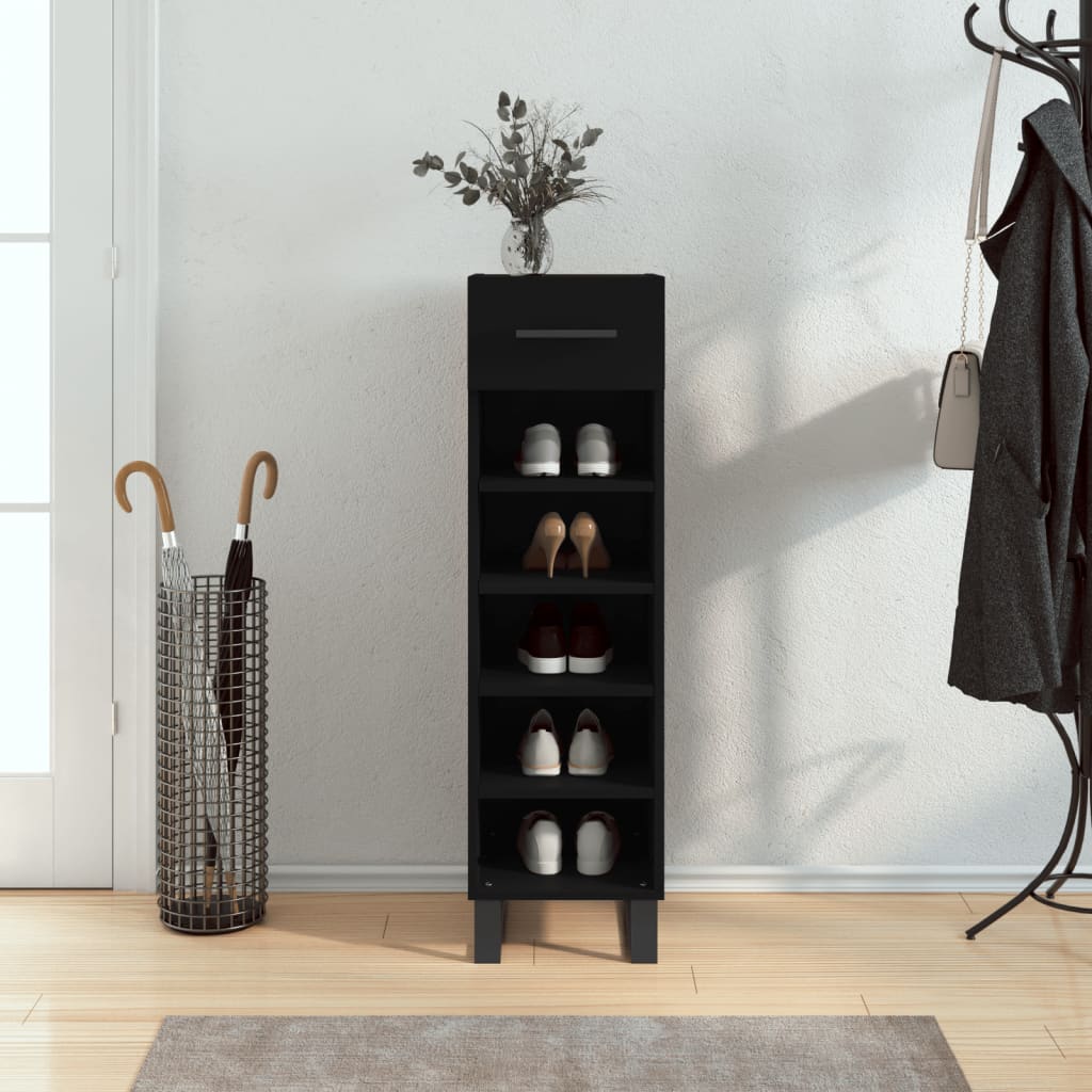 Armoire à chaussures noir 30x35x105 cm bois d'ingénierie - XIOS