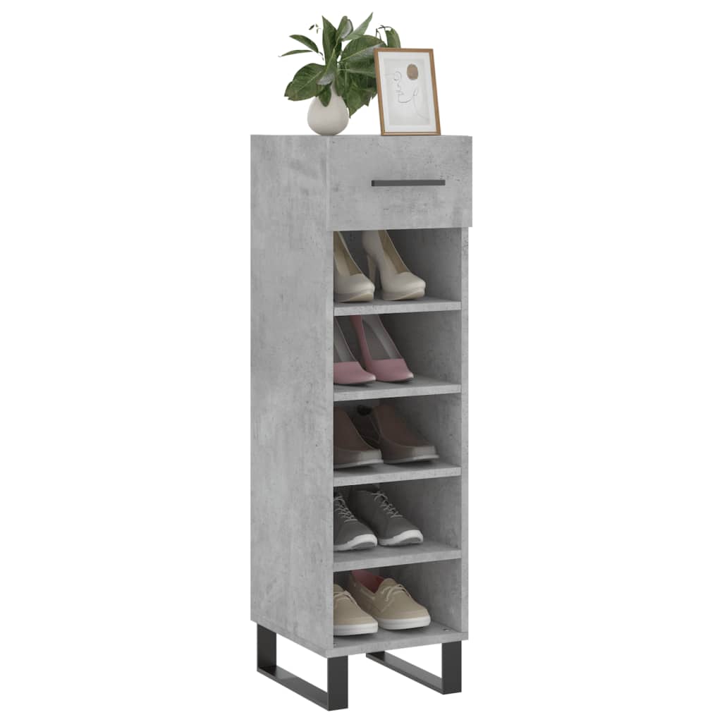 Armoire à chaussures gris béton 30x35x105 cm bois d'ingénierie - XIOS