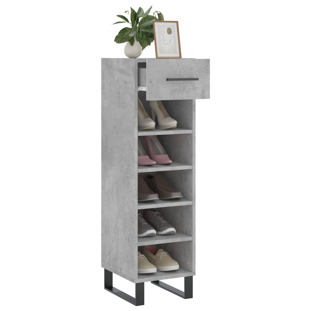 Armoire à chaussures gris béton 30x35x105 cm bois d'ingénierie - XIOS