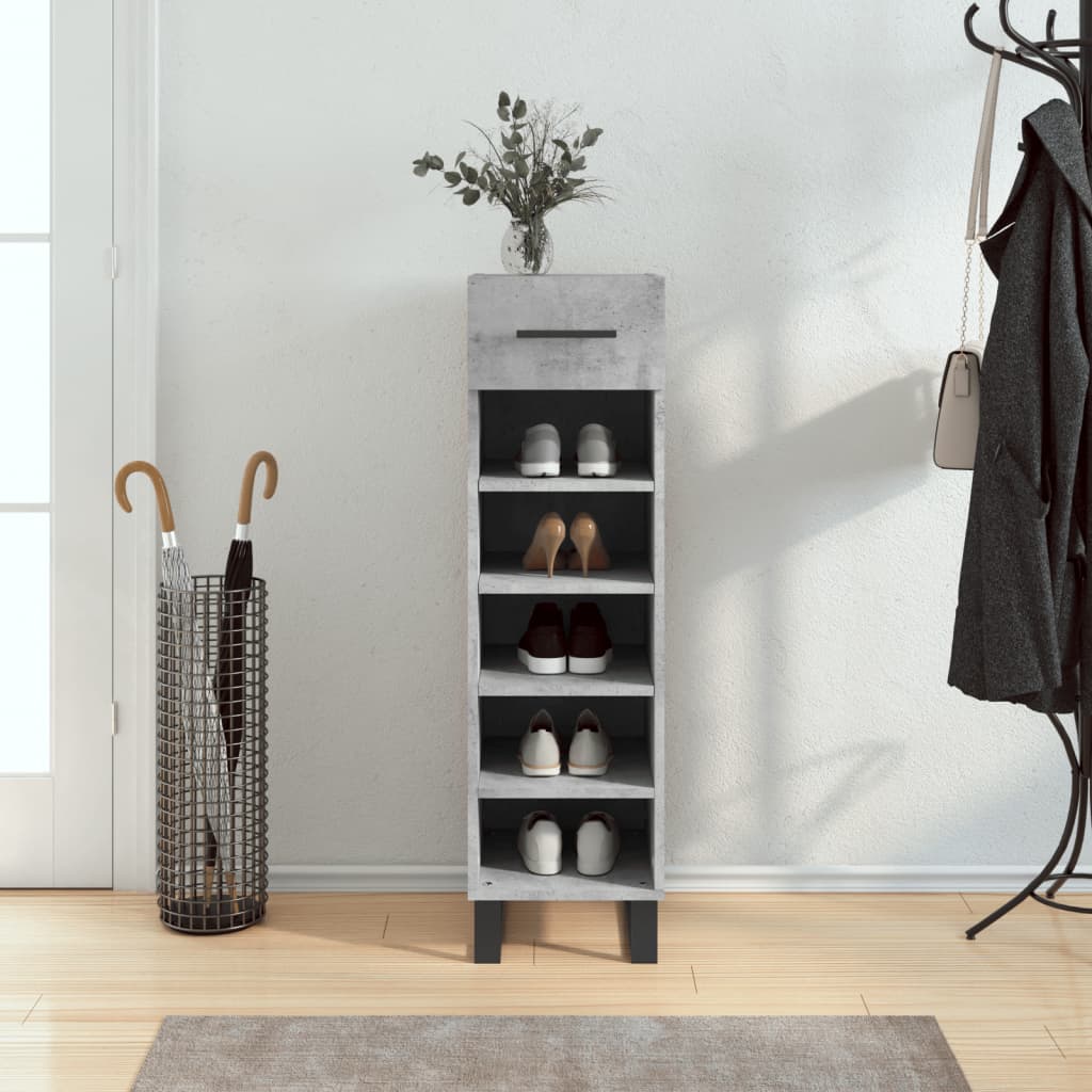 Armoire à chaussures gris béton 30x35x105 cm bois d'ingénierie - XIOS