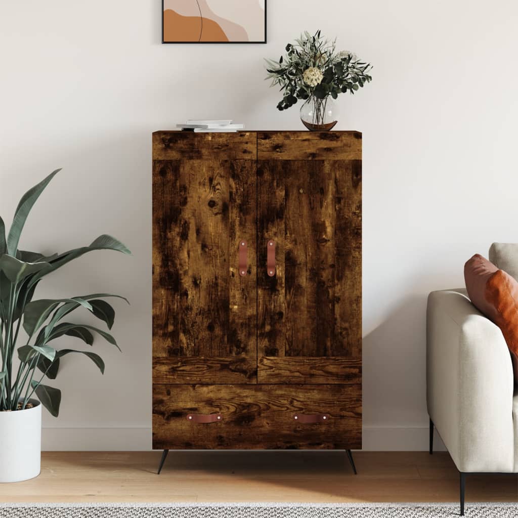 Buffet haut chêne fumé 69,5x31x115 cm bois d'ingénierie - XIOS