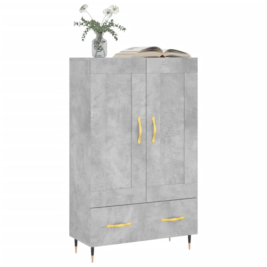 Buffet haut gris béton 69,5x31x115 cm bois d'ingénierie - XIOS