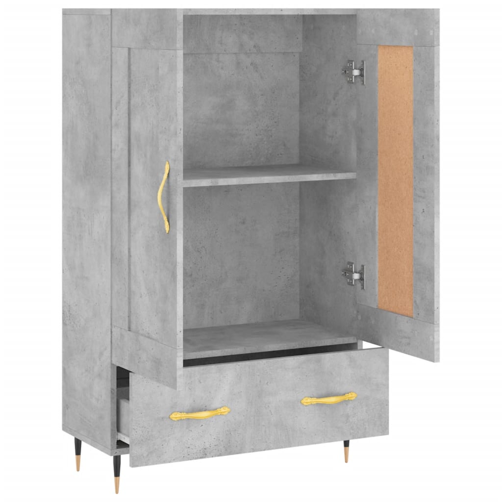 Buffet haut gris béton 69,5x31x115 cm bois d'ingénierie - XIOS
