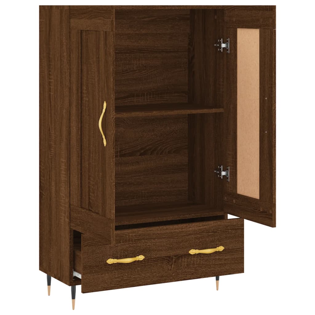 Buffet haut chêne marron 69,5x31x115 cm bois d'ingénierie - XIOS