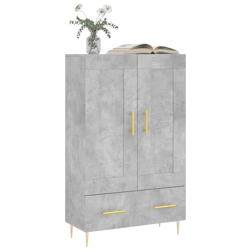 Buffet haut gris béton 69,5x31x115 cm bois d'ingénierie - XIOS