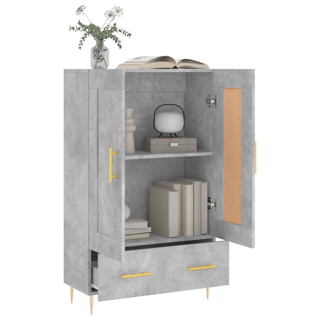 Buffet haut gris béton 69,5x31x115 cm bois d'ingénierie - XIOS