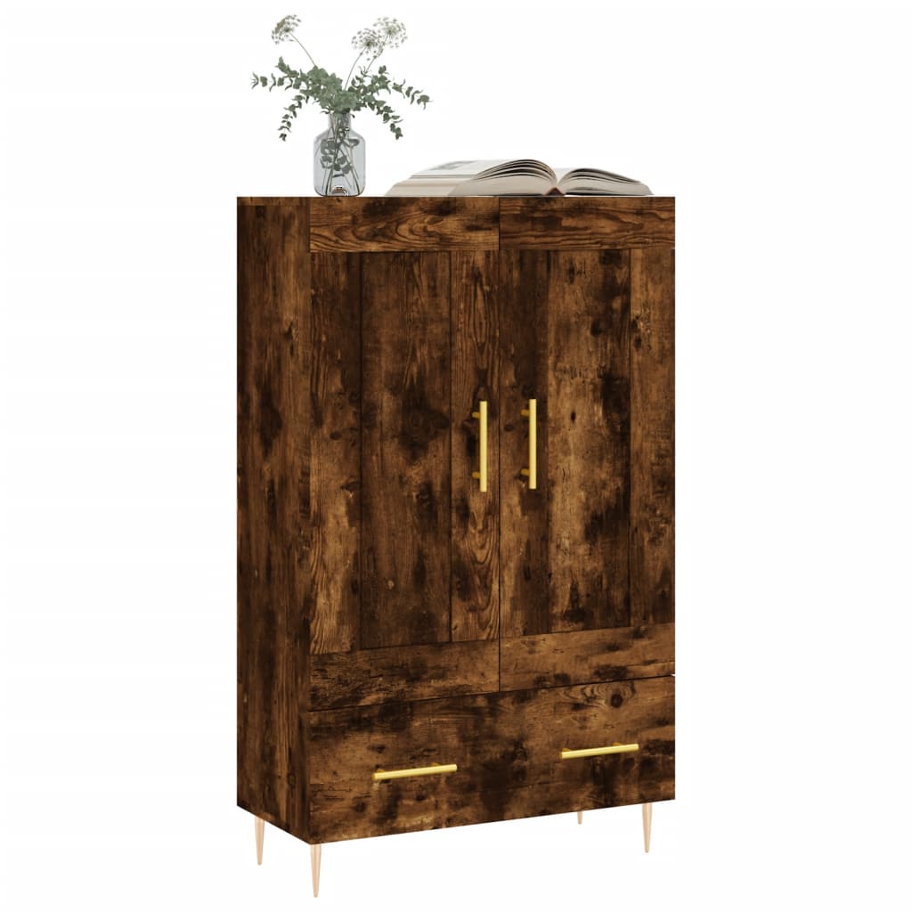 Buffet haut chêne fumé 69,5x31x115 cm bois d'ingénierie - XIOS