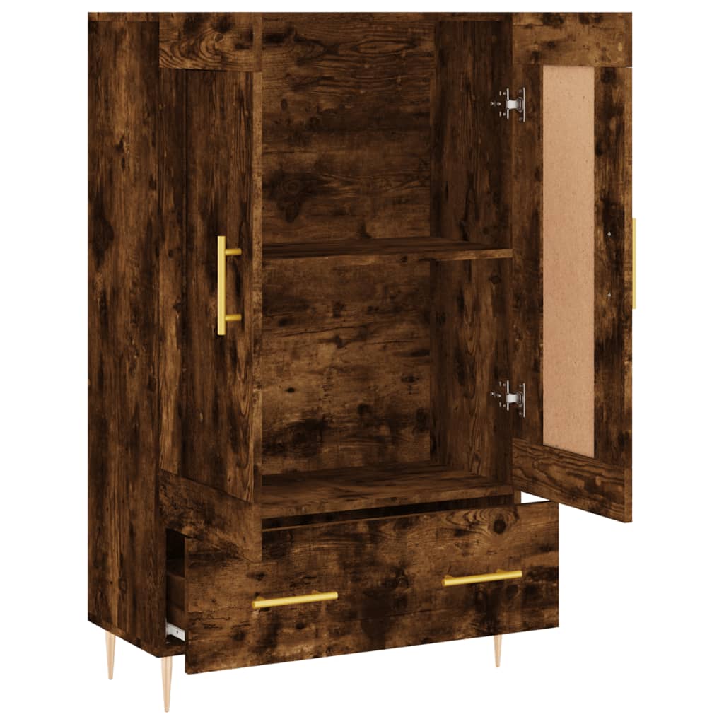 Buffet haut chêne fumé 69,5x31x115 cm bois d'ingénierie - XIOS