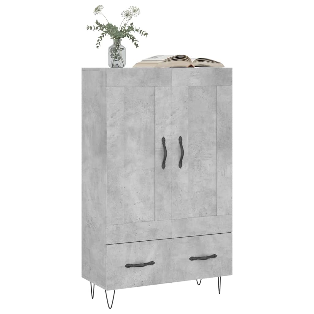 Buffet haut gris béton 69,5x31x115 cm bois d'ingénierie - XIOS