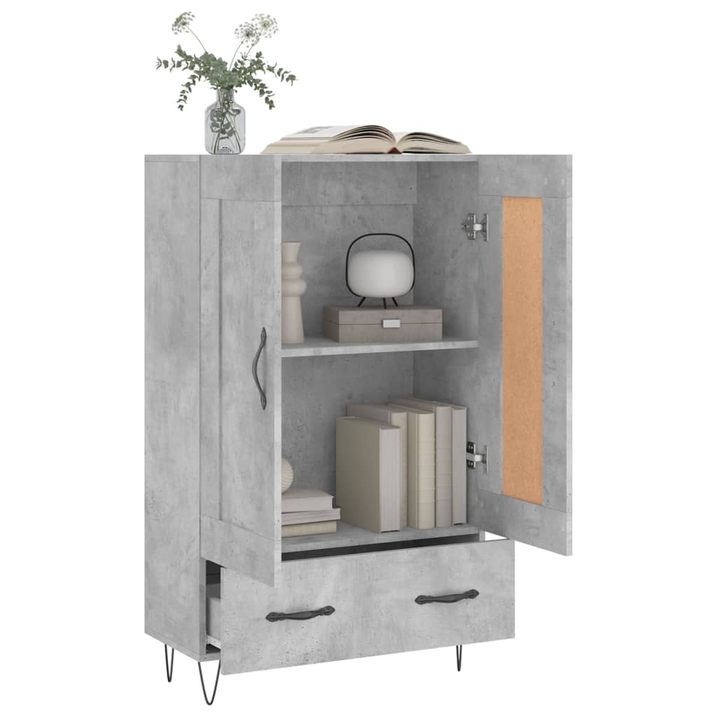 Buffet haut gris béton 69,5x31x115 cm bois d'ingénierie - XIOS