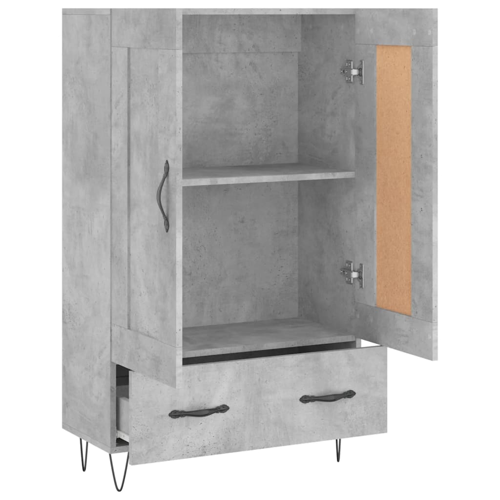 Buffet haut gris béton 69,5x31x115 cm bois d'ingénierie - XIOS