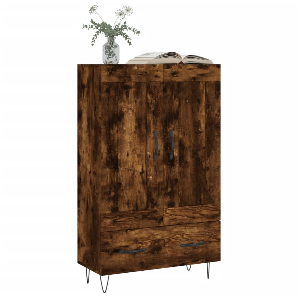 Buffet haut chêne fumé 69,5x31x115 cm bois d'ingénierie - XIOS
