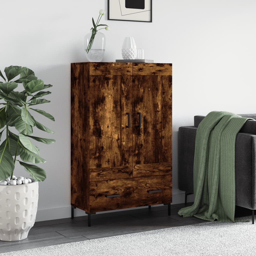 Buffet haut chêne fumé 69,5x31x115 cm bois d'ingénierie - XIOS