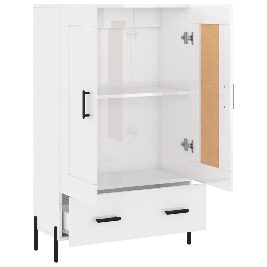 Buffet haut blanc brillant 69,5x31x115 cm bois d'ingénierie - XIOS
