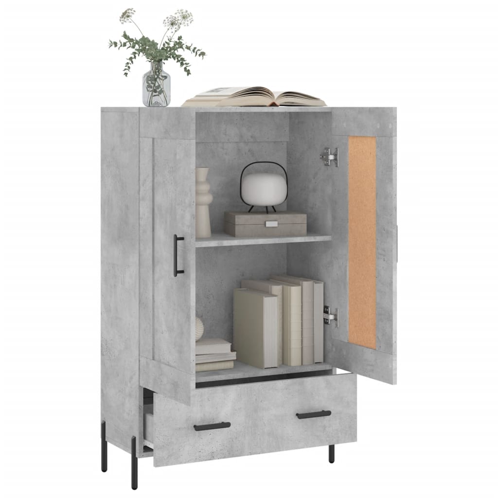 Buffet haut gris béton 69,5x31x115 cm bois d'ingénierie - XIOS