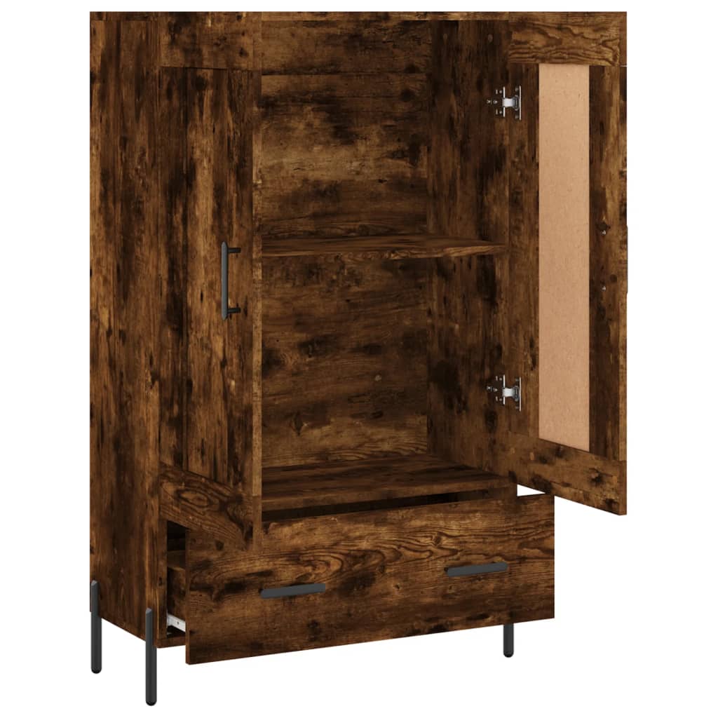 Buffet haut chêne fumé 69,5x31x115 cm bois d'ingénierie - XIOS