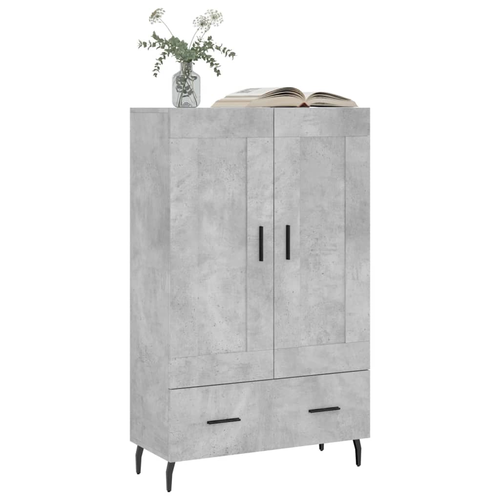 Buffet haut gris béton 69,5x31x115 cm bois d'ingénierie - XIOS