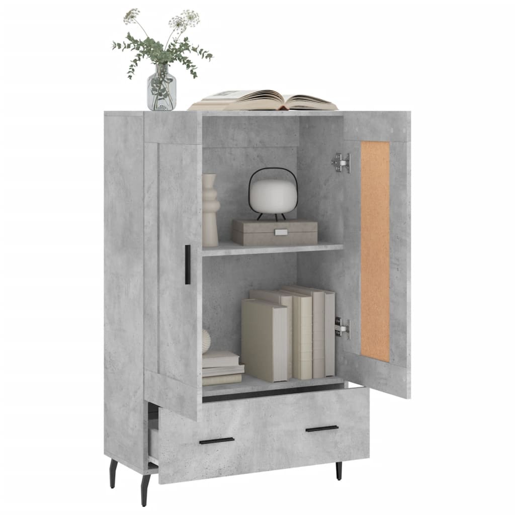 Buffet haut gris béton 69,5x31x115 cm bois d'ingénierie - XIOS