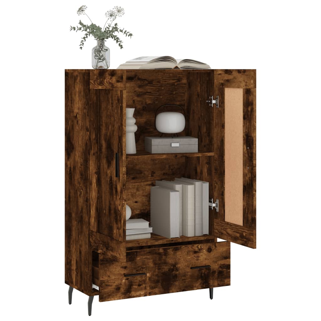 Buffet haut chêne fumé 69,5x31x115 cm bois d'ingénierie - XIOS