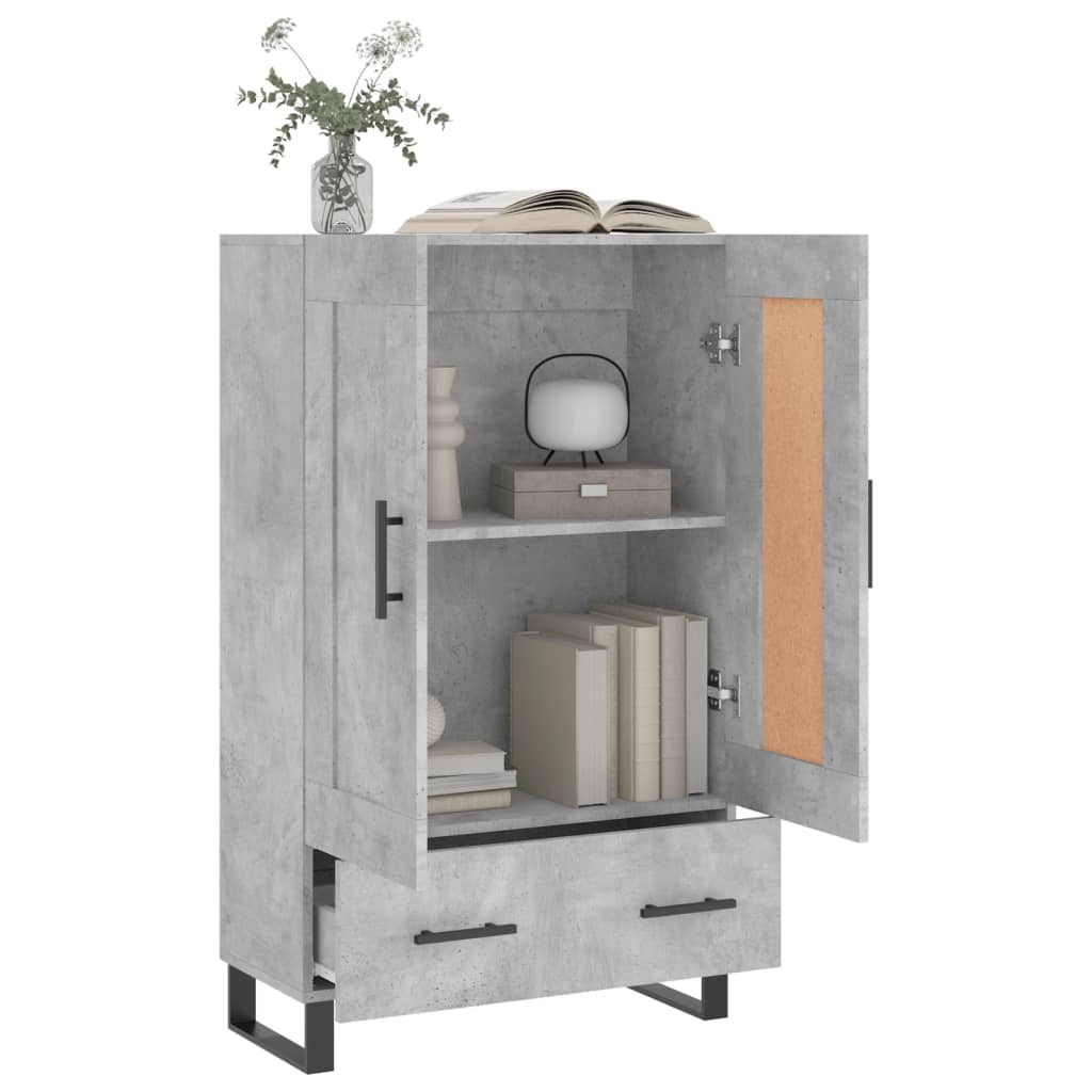 Buffet haut gris béton 69,5x31x115 cm bois d'ingénierie - XIOS