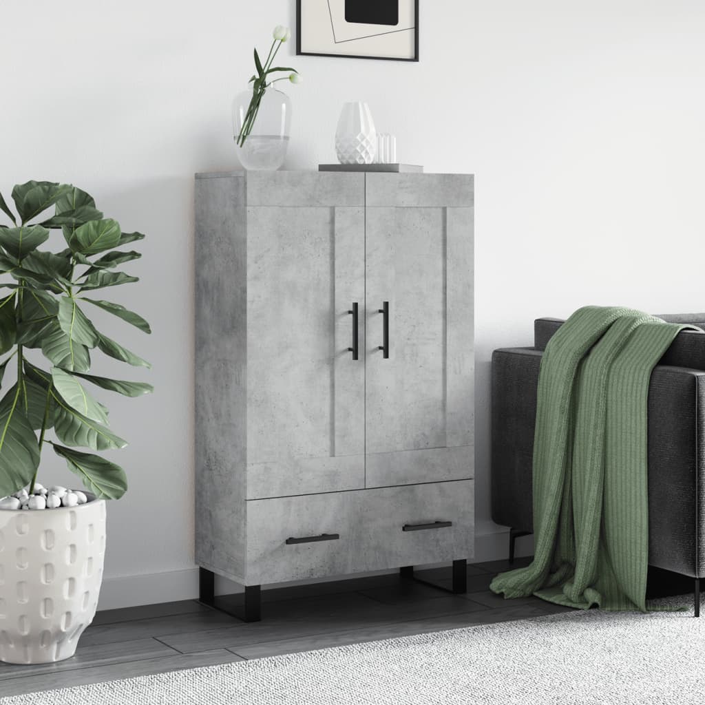 Buffet haut gris béton 69,5x31x115 cm bois d'ingénierie - XIOS