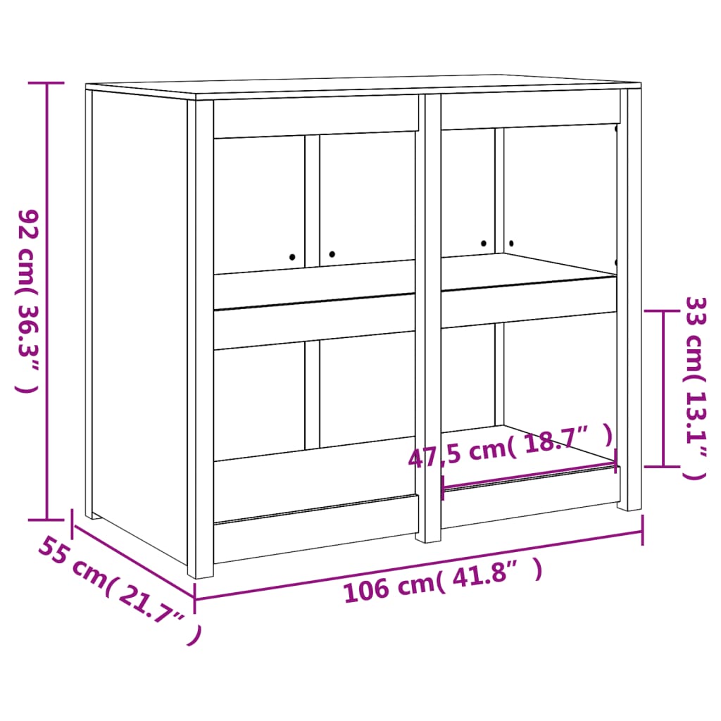Armoire de cuisine d'extérieur MEPPEL 106x55x92 cm bois de pin massif - XIOS
