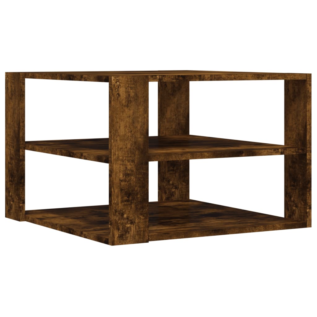 Table basse chêne fumé 59,5x59,5x40 cm bois d'ingénierie - XIOS